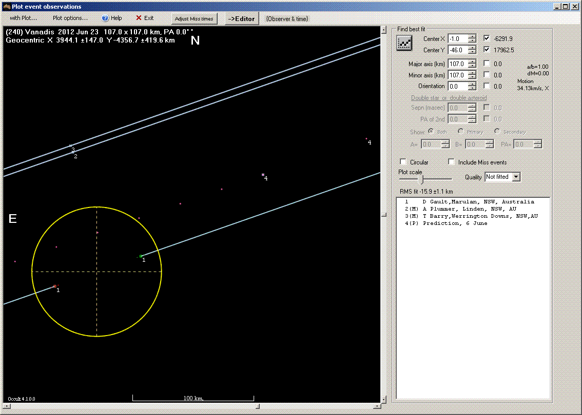 Vanadis occultation - 2012 June 23