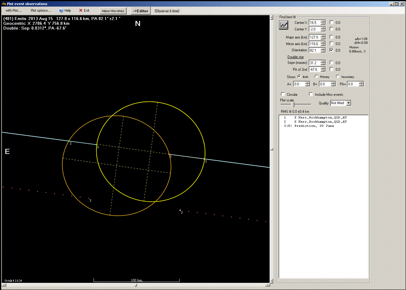 Emita occultation - 2013 August 15