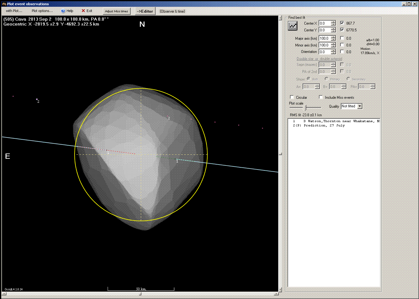 Cava occultation - 2013 September 02