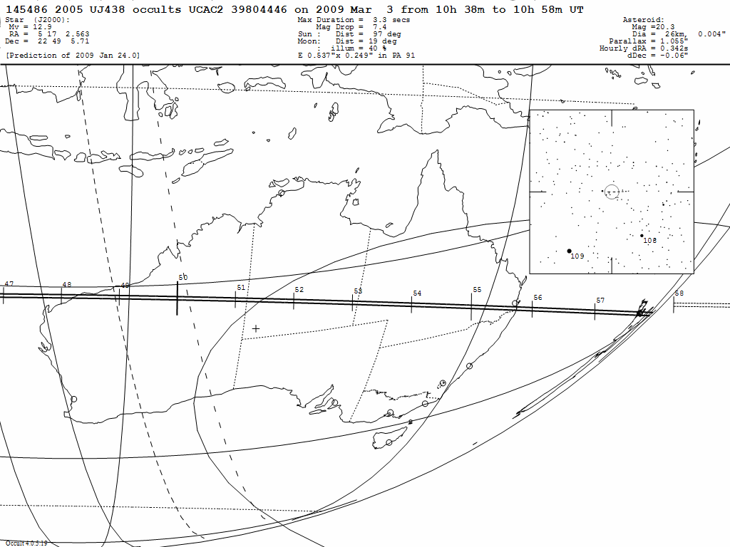 2005UJ438 Update Map