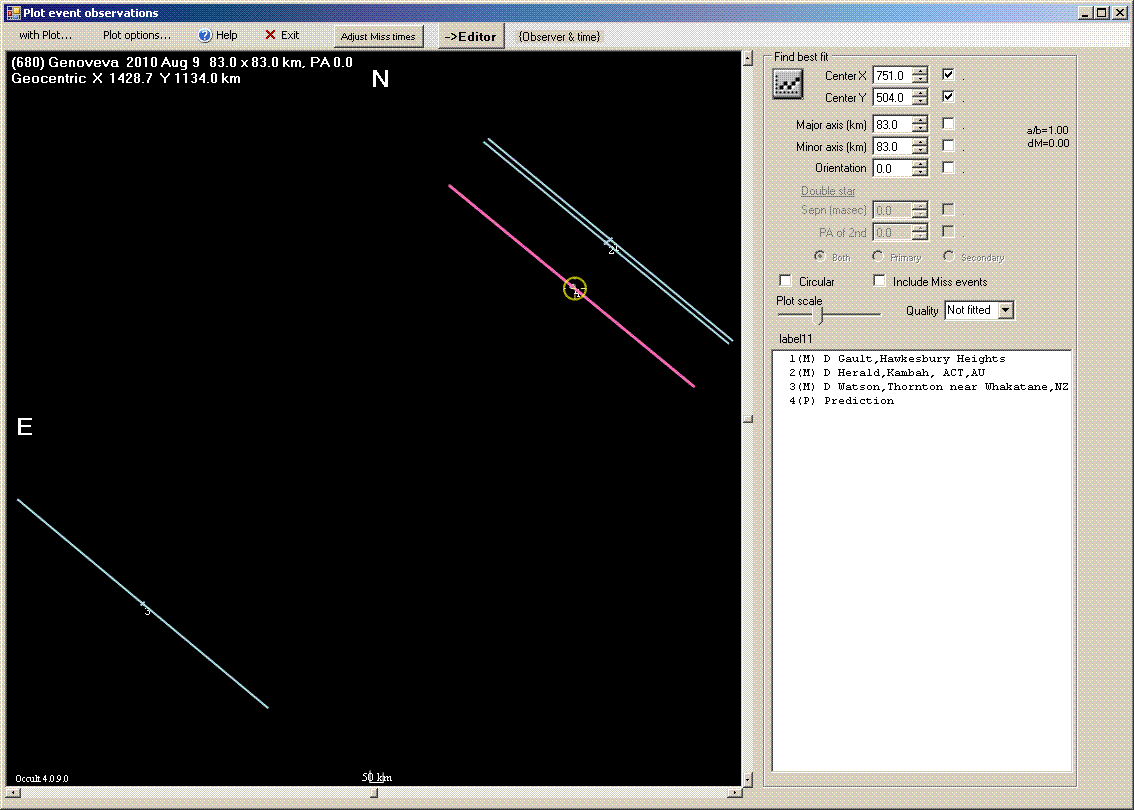 Genoveva occultation - 2010 August 09